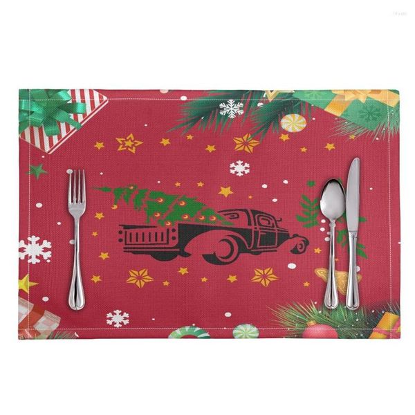 Настольные коврики счастливого Рождества Тема Plactemat для столовой квадратные подставки для подставки для хрустания кухонная отделка на заказ логотип