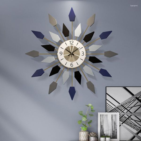 Relógios de parede Relógio Silencioso de Madeira Design Moderno Criativo Madeira Rústico Grande Decorativo Feito à Mão Wandklok Decoração de Casa O30WC