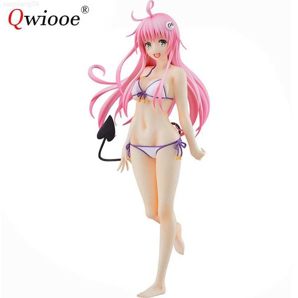 Anime Manga Qwiooe 100% Original Genuine To Love Ru Darkness 17cm Lala Satalin Deviluke Roupa de Banho Japão Anime Figura Brinquedo Para Menino L230717