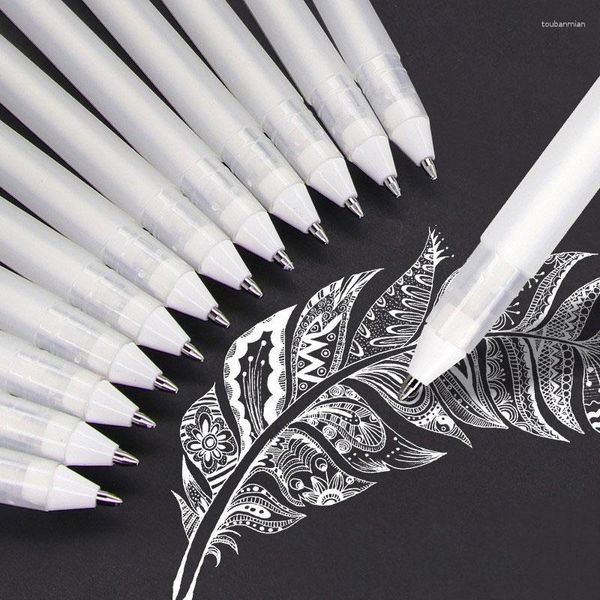3pcs/4pcs/5pcs Set beyaz vurgu jel mürekkep kalemi 0.8mm uç Sanat çizim taslak tasarımı ofis okulu yazma kırtasiye