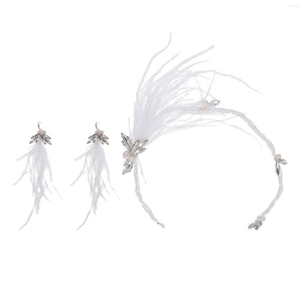 Collana Orecchini Set Gioielli da sposa alla moda Copricapo di perle Accessori floreali Ciondolo con strass di cristallo per regali di nozze Spettacolo per feste