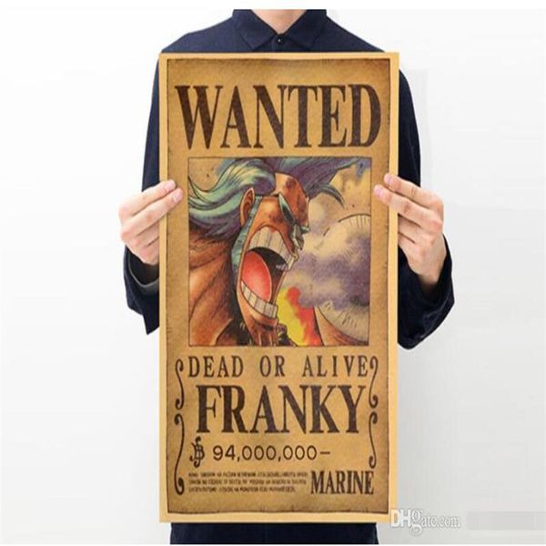 One Piece Wanted braunes Poster 1 Set 8 Stück Anime Pinup Wandaufkleber Poster Luffy Wanted Zoro Franky One Piece ca. 50 35cm257n