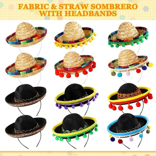 Cappello messicano Cerchietti per capelli Mini Sombrero Fasce per bambini Festival Copricapo per animali Puntelli per spettacoli Bomboniere