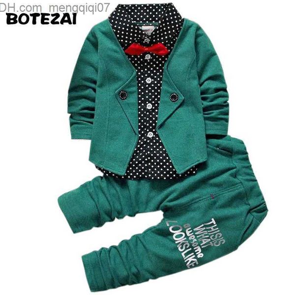 Conjuntos de roupas Conjunto de roupas infantis primavera e outono conjunto masculino de manga comprida para bebê menino calça camisa gravata infantil 2P roupas de bebê conjunto de Natal Z230717