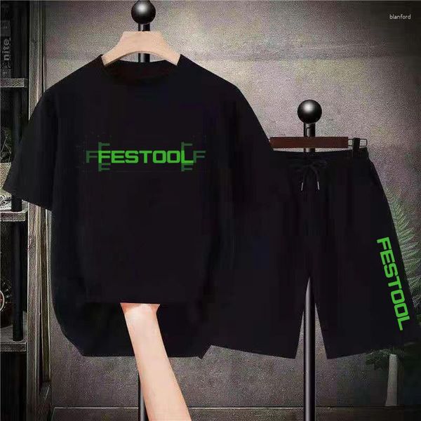 Fatos de treino masculinos Festool Cool Black Short Sets Women Men Designer Clothing Pure Cotton Summer respirável T-shirt Shorts Coreano Oversize