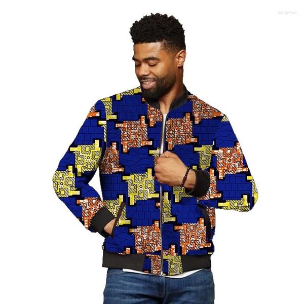 Jaquetas masculinas coloridas elegantes bomber feitas sob medida roupas estampadas africanas design moderno moda masculina nigeriana desgaste familiar