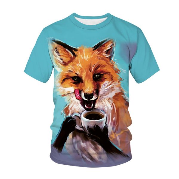 T-shirt da uomo Summer Animal Fox Pattern Trend Casual 3D Print magliette grafiche Fashion Personality harajuku Hip Hop streetwear Top