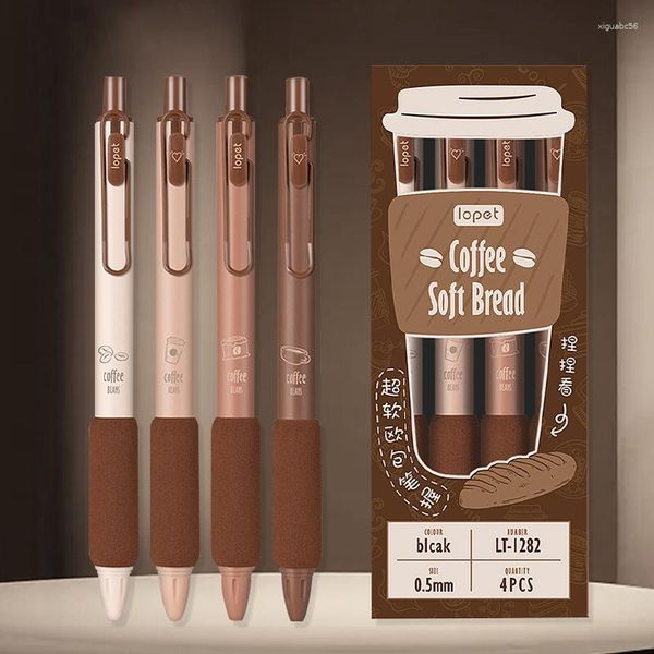 4 Teile/paket Kaffee Serie 0,5mm Gel Pen-Set Soft Touch Schreibwaren Schwarz Refill Schreiben Stifte Für Student Büro Schule liefert