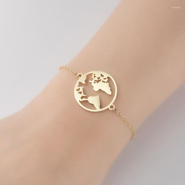 Link Bracciali 10 Pezzi In Acciaio Inossidabile Due Fori Connessi Mappa Dei Pendenti Con Ciondoli Del Mondo Per Il Braccialetto Della Collana Che Fa Ricerca Di Gioielli