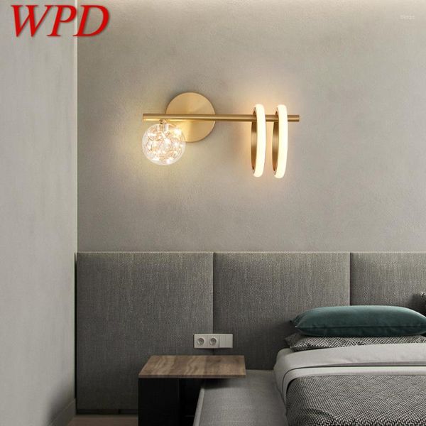 Wandleuchte WPD Modernes Messing LED 3 Farben Licht Luxus Kreativ für Nachttisch Wohnzimmer Dekor