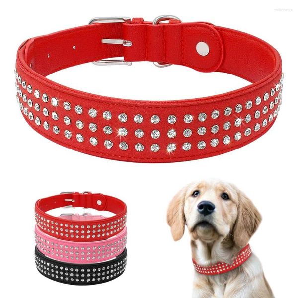 Köpek yaka bling rhinestone yaka ayarlanabilir kristal elmas deri perro meidum büyük köpekler siyah kırmızı m/l/xl