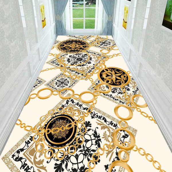 Tappeti Nordic Black Gold Baroque Tappeto decorativo di lusso Decorazione domestica Tappetini antiscivolo Ingresso Cucina Camera da letto Balcone Tappetini R230717