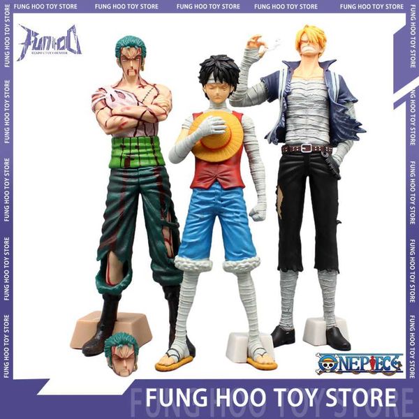 Anime Manga 29 cm One Piece Figuren Ruffy Sanji Zoro Anime Figuren Anime Figur Bandagen Stille PVC Figur Sammlung Modell Spielzeug Puppe Geschenk L230717