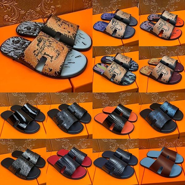 Pantofole classiche stampate nuove scarpe firmate da uomo sandali graffiti di alta moda comode scarpe da spiaggia antiscivolo scarpe casual di lusso in pelle bovina estate all'aperto piatto 40-46