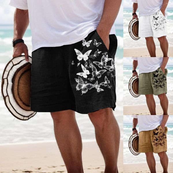 Männer Hosen Sommer Dünne Casual Shorts FLYING Schmetterling Drucken Lose Gerade Training Männer Rutschfeste Band Nacht Shirts