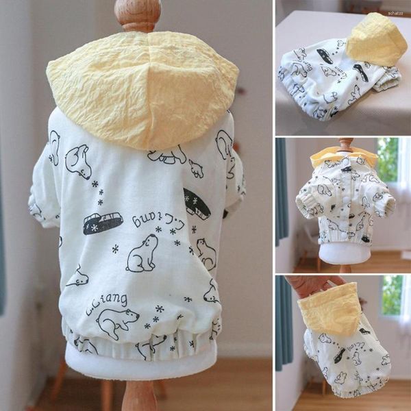 Abbigliamento per cani Camicetta con cappuccio pullover per animali domestici Morbida e confortevole a due zampe Modello di orso di cartone animato Forniture per gatti