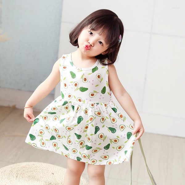 Девушка платья девочкам 2023 летние дети хлопковые принцесса для детской корейская детская одежда материал припечаток фруктов