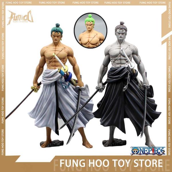 Anime Manga One Piece Anime Figures 25cm Roronoa Zoro Action Figurine 2 Heads 2 Color PVC Estátua Decoração de Mesa Modelo Colecionável Brinquedos Presente L230717