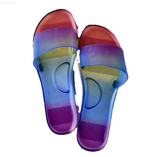 Chinelos Fábrica Sandálias Transparentes Mulheres Sapatos Jelly Verão Chinelos Cores Doces Fora Sapatos de Praia Casual Slides Sapatos Baixos Mulher L230717