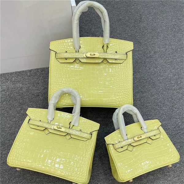 Platinum Luxurys borse in pelle crocodile Colore cerettino pollo giallo atmosfera di moda di alta qualità atmosfera portatile