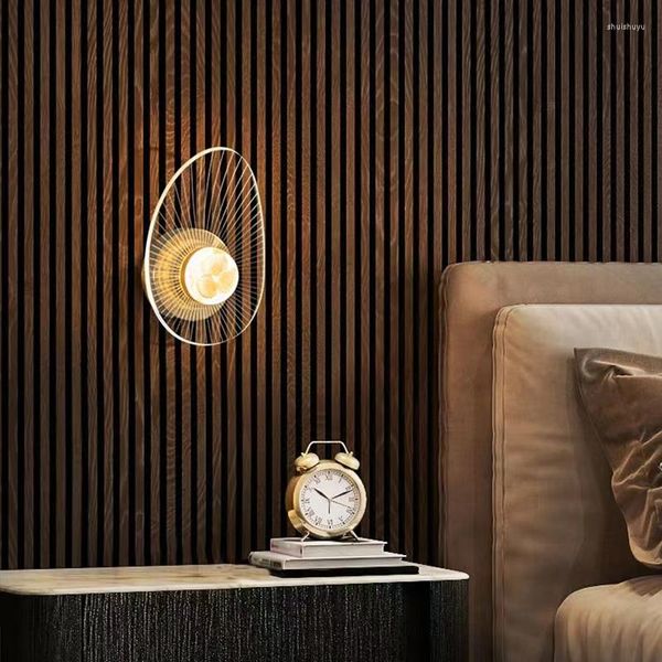 Lampada da parete LED Luxury Golden Single/Double Head Acrilico Creative Shell Light Soggiorno Camera da letto Corridoio Scala Sconce