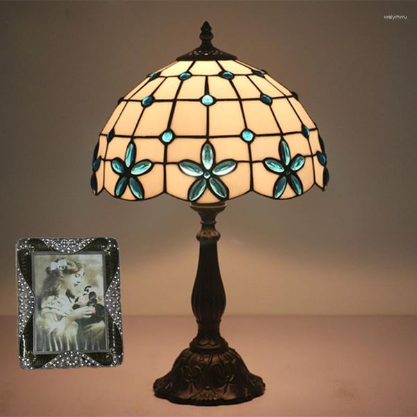 Tischlampen, Tiffany-Licht, Buntglas, Kunst, Blume, Flieder, Heimdekoration, mediterrane Innenbeleuchtung, Schlafzimmer, Schreibtischlampe, Bett, Nachttisch