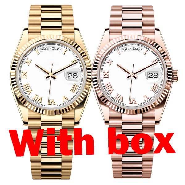 Relógio mecânico de mulheres e homens automáticos de 36mm de aço inoxidável prata/ouro/rosa Gold Designer Design Design Design clássico de safira luminosa relógio Montre de Luxe