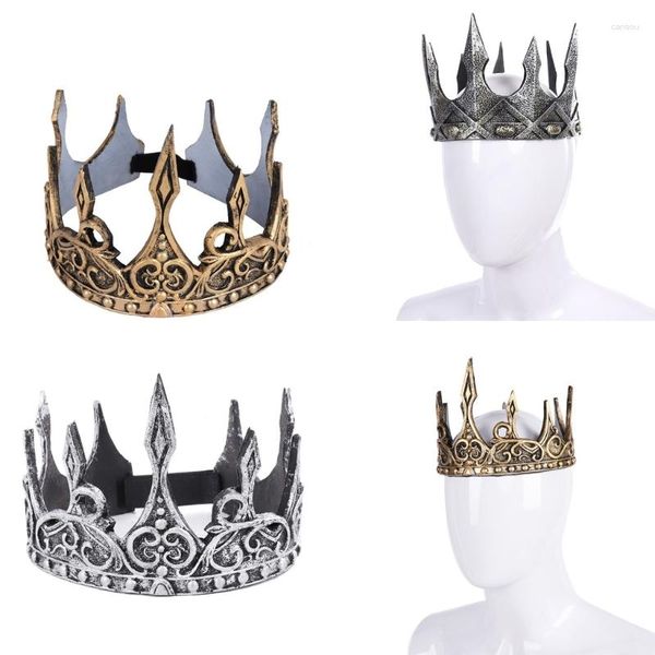 Suprimentos de festa masculinos femininos cosplay rei imperial coroa chapelaria acessórios de fantasia de halloween headpiece espuma pu para adultos adolescentes