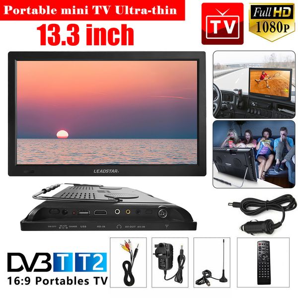 Televisione 133 pollici Lettore portatile per auto Mini 1080P HD TV digitale DVBTT2 ISDBT ATSC Analogico 230715