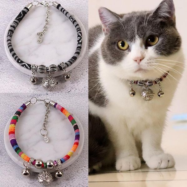 Collari per cani Collare in stile cinese per gatti Campana in ottone Cat Hand Neckband Accessori Forniture per animali domestici