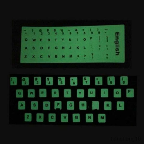 Tastaturabdeckungen, leuchtende Tastatur, russische Aufkleber, Linie, praktisch, Wasserpfeifen, fluoreszierendes Licht, Laptop-Buchstaben, Tastaturabdeckung, Englisch, Spanisch, R230717