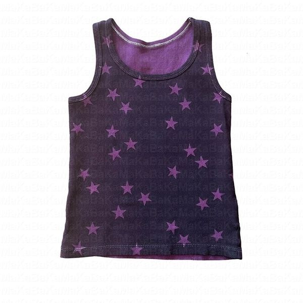 Regata feminina Camis Top esportivo feminino Crop top sem mangas Regata Gótica Estampa de estrelas Vintage Punk Grunge Fada Espartilho Baby Tee Y2k Roupas Góticas 230715