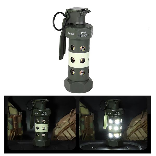 Gadget da esterno Camping Light Tactical M84 Grenade Dummy Survival Strobe LED Lamp Imitazione Modello Puntelli Cosplay Ingranaggi militari 230717