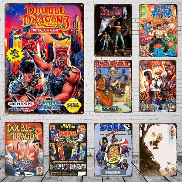 Classic Fight Videogioco Targa in metallo Targa in metallo Retro Gioco di boxe Poster Decorazione da parete per casa Stanza domestica Pittura vintage Placca Adesivo da gioco Regalo d'arte per bambini w01