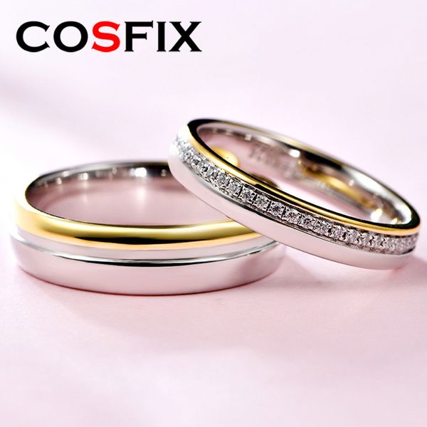 Fedi nuziali COSFIX D Coppia di colori per gli amanti della fascia di fidanzamento Set di gioielli in argento sterling 925 all'ingrosso 230427