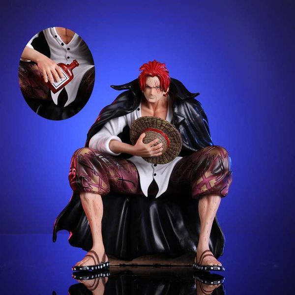 Anime Manga One Piece Shanks Figura Filme Red Yonko Cabelo Ruivo Anime Figura 17cm Pvc Estátua Estatueta Decoração Modelo Boneca Brinquedos Presente de Natal L230717