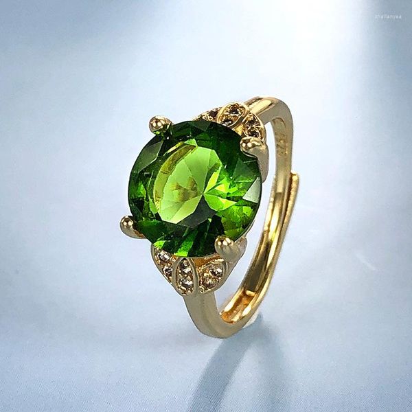 Обручальные кольца Оптовые украшения темперамент овальный зеленый цвет открытый женский циркон корейская версия Live Ring Fashion Ajz-090