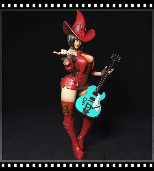 Anime Manga unbemalte Harzmodellbausätze 1/24 75 mm Cowboy-Gitarrenmädchen 1/18 100 mm GK-Harzmodell Anime-Figur 3D-Druck Garagenbausatz 273 L230717