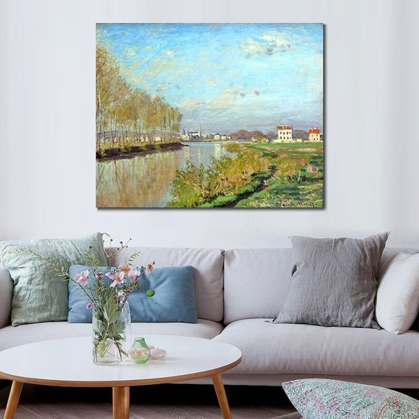 Berühmte Gemälde von Claude Monet Argenteuil, Die Seine, impressionistische Landschaft, handgemaltes Ölgemälde, Heimdekoration
