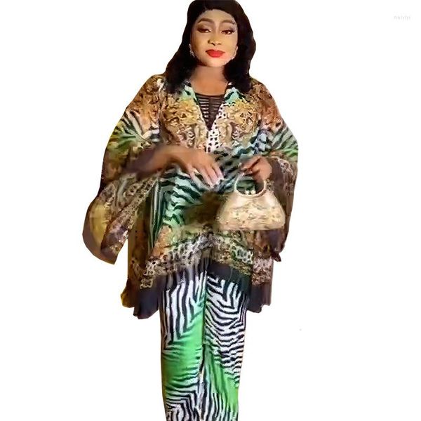 Etnik Giyim 2023 Eşleşen Afrika Dashiki Kadınlar İçin Setler Yaz Artı Beden Baskı 2 Parça Üst ve Pantolon Takım Nijeryalı Kıyafetler