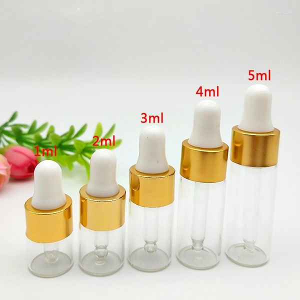 Aufbewahrungsflaschen 5 Stück 1-5 ml Glas-Tropfflaschenpipette mit reinen Röhrchen Mini ätherisches Öl