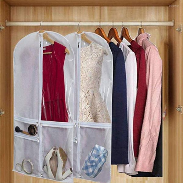 Caixas de armazenamento Capas para vestuário Multi-bolso PVC 4 grades Exibição de roupas Saco de proteção contra poeira Sem odor Artigos domésticos