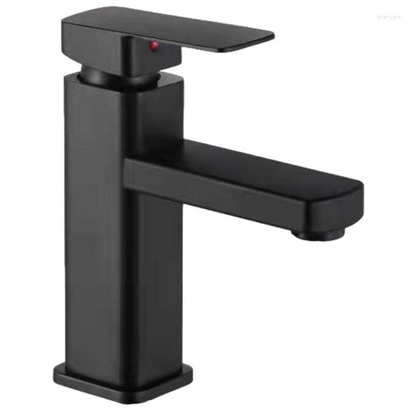 Set di accessori per il bagno e acqua fredda Miscelatore per lavello in ottone Rubinetto per lavabo Rubinetto per bagno Lavabo da incasso monoforo Rubinetteria nera opaca