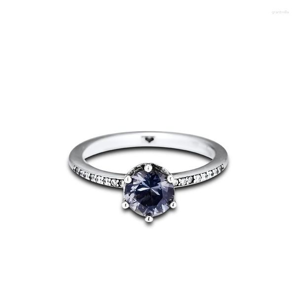 Anelli a grappolo in argento sterling 925 blu scintillante corona anello gioielli da sposa per le donne anelli regalo all'ingrosso