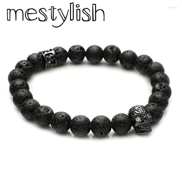 Charm Bracelets Mestylish Bracelet Six Words Mantra Spacer Beads Bangles Nature Stone Sea Sediment And Lava Jewelry