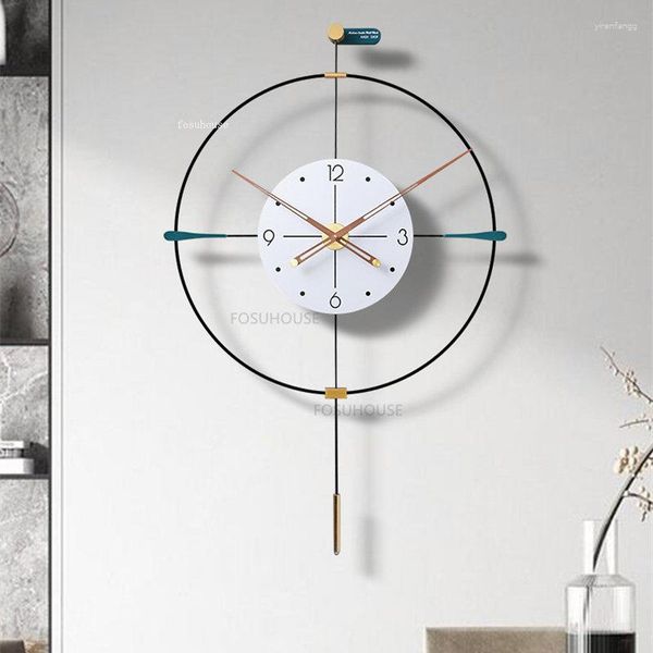 Relógios de parede American Metal Metal Silent Clock for Restaurant Furniture Creative Decor Housed Lar Room Hanging