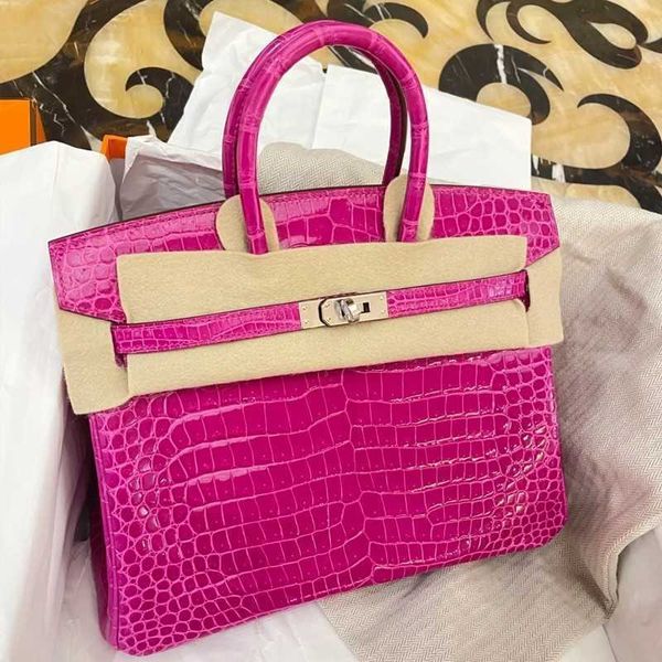 Top platinum luxurys couro bolsa de bolsa de bolsa crocodilo puro costurado crocodilo invertido handmade handmade personalizada feminino