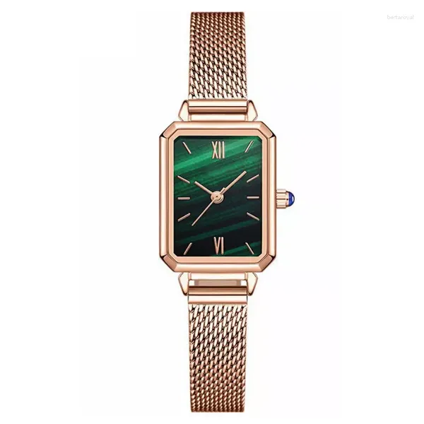 Orologi da polso Fashion Lady Watch Gift Set Minimalista Malachite Green Face Square Japan Movement Women