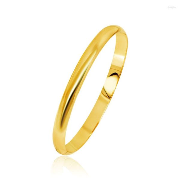 Pulseira MxGxFam 6cm Pulseira Suave Bangles Feminino 24k Cor de Ouro Puro Jóias Estilo Clássico Sem Alergia à Pele Sem Níquel