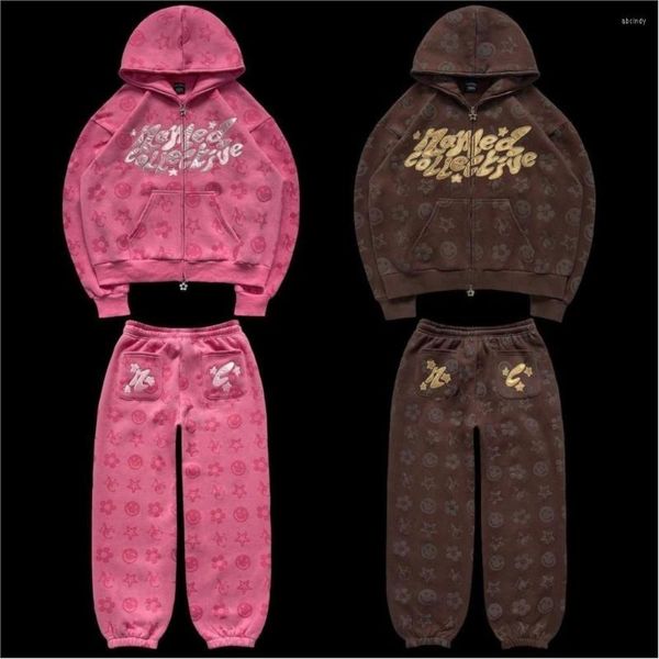 Erkekler hoodies kıyafetleri hip hop sokak kapüşonlu ceket okçuluk baskısı baskı büyük boy fermuarlı harajuku punk çöp y2k çift